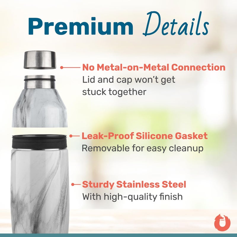 SNOWFOX Premium Vacuum Insulated Stainless Steel Cocktail Shaker, Home Bar Accessories, Elegant Drink Mixer, Leak, Proof Lid With Jigger & Built, In Strainer, Black/Gold, 22oz. - Image 2